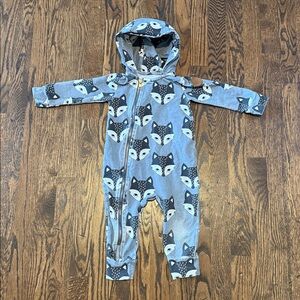 Dear Sophie Gray Fox Print Kids One Piece